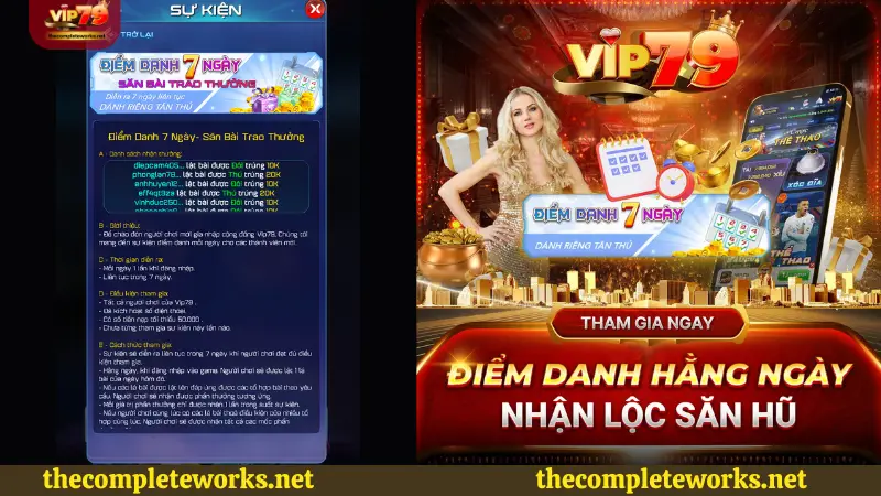 Khuyến mãi điểm danh 7 ngày tại Vip79